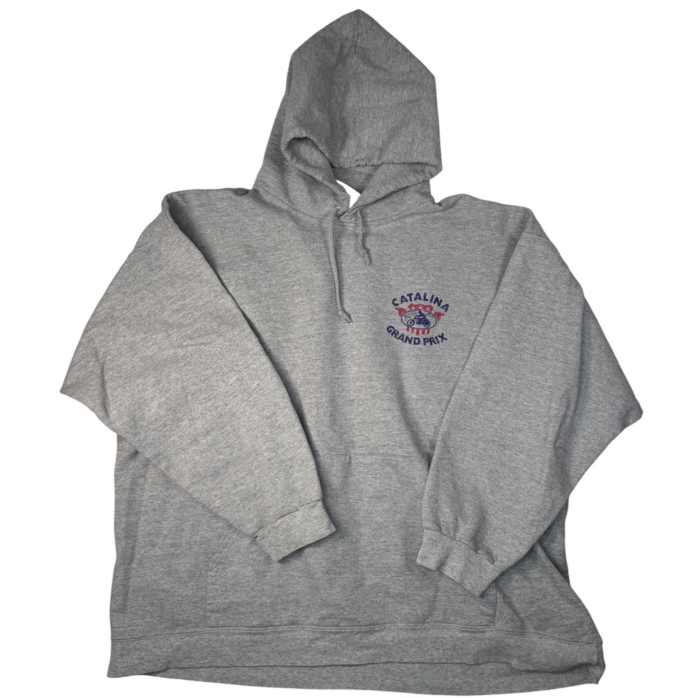 Vintage 90s Catalina Grand Prix Motorcycle Racing Hanes Hoodie Gray XL